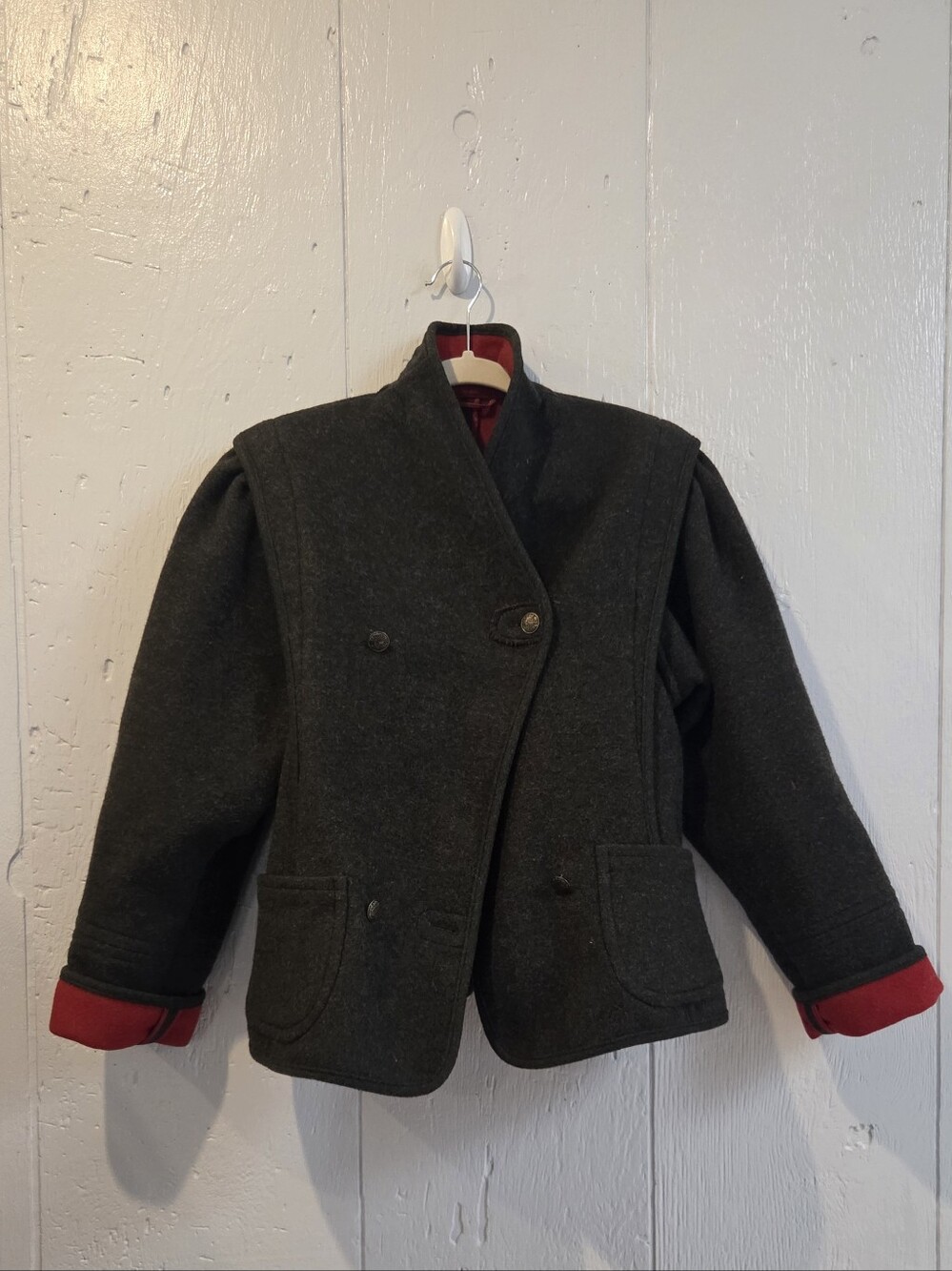 Vintage Pischl Austrian Alpaca Wool Jacket with Red Lining